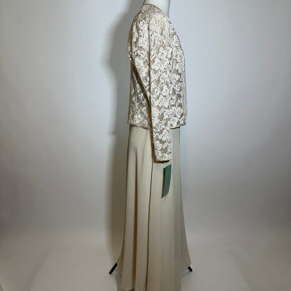 NWD R&M Collection Beige 2PC Special Occasion Evening Gown Formal Womens Size 8 - Picture 3 of 16